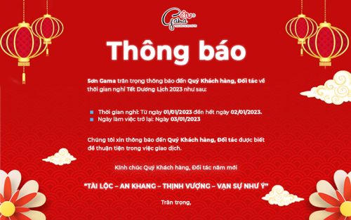 Sơn Gama thông báo nghỉ tết dương lịch 2023